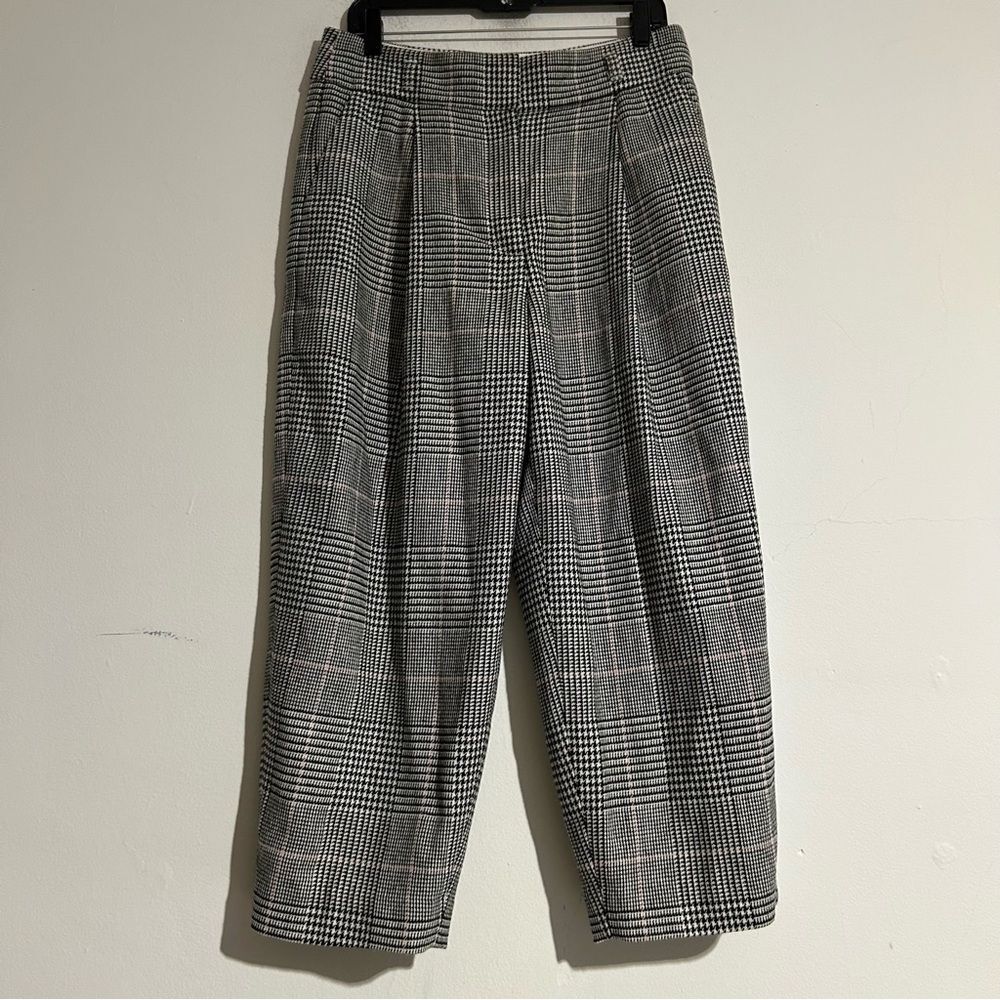 J. Crew High Rise Tapered Pants in Plaid Italian Wool Blend Sze 10 Office Work